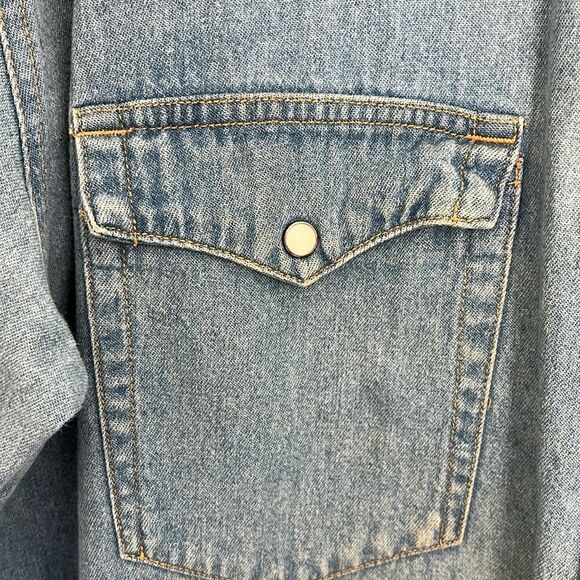 Harley-Davidson Motor Co Vintage Snap Front Denim Shirt Logo on Pocket XL L** - Picture 3 of 9